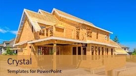  Presentation with under construction - Slides featuring new home under construction background and a gold colored foreground