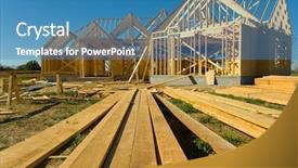  Presentation with under construction - Audience pleasing presentation design consisting of new home under construction backdrop and a teal colored foreground