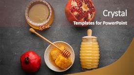  Presentation with honey - Cool new PPT theme with new honeycomb - composition with aromatic honey backdrop and a  colored foreground