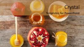  Presentation with amla fruit - PPT theme consisting of new honeycomb - composition with honey and fruit background and a  colored foreground