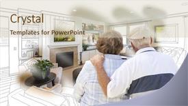  Presentation with senior living - Slides with new hope - curious senior couple looking background and a soft green colored foreground