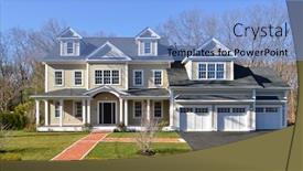  Presentation with colonial - PPT theme featuring new-house-colonial-style-frontal background and a light blue colored foreground