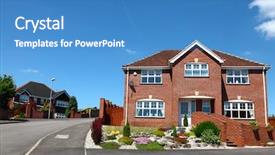  Presentation with england - Presentation theme consisting of new house england background and a teal colored foreground