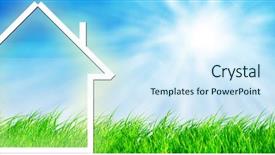  Presentation with imagination - Cool new PPT theme with new house imagination on green backdrop and a sky blue colored foreground