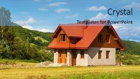  Presentation with rural housing - Cool new PPT theme with new house in rural area backdrop and a light blue colored foreground