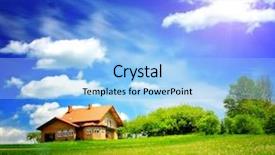  Presentation with mountain - Theme having new house in the mountain background and a light blue colored foreground