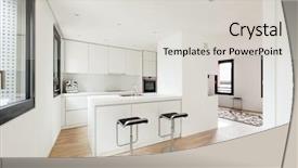  Presentation with white house - Colorful PPT theme enhanced with new house modern white kitchen backdrop and a light gray colored foreground