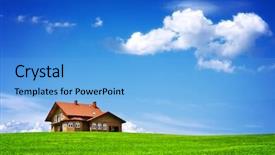  Presentation with sky blue - Slides featuring new house on blue sky background and a light blue colored foreground