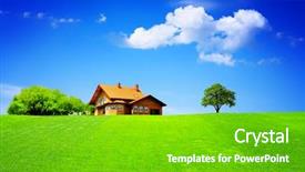  Presentation with green house - Theme having new house on green field background and a shamrock green colored foreground