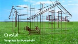  Presentation with project - PPT layouts enhanced with new house project on nature background and a tawny brown colored foreground