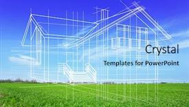  Presentation with project - Beautiful PPT layouts featuring new house project on nature backdrop and a light blue colored foreground