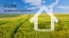  Presentation with green house - PPT layouts consisting of new house vision on green background and a teal colored foreground