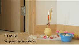  Presentation with chinese traditional - Presentation design having new house with traditional background and a coral colored foreground