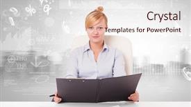  Presentation with front desk - Slide deck enhanced with new idea and global database background and a lemonade colored foreground