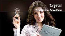  Presentation with lady - Slide deck featuring new idea people - business lady with a lot background and a wine colored foreground