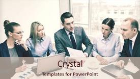  Presentation with team discussion - Beautiful theme featuring new idea people - business technology and office concept backdrop and a lemonade colored foreground