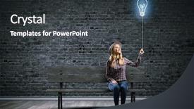  Presentation with happy young student girl holding - Presentation design having new idea people - young girl in casual holding background and a  colored foreground