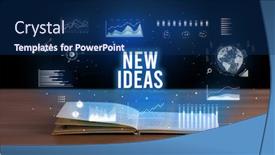  Presentation with new business ideas - Amazing slides having new-ideas-inscription-coming-out backdrop and a navy blue colored foreground