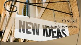  Presentation with new ideas - Theme having new ideas sign in a conceptual image background and a coral colored foreground