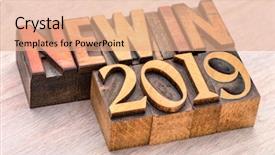  Presentation with 2019 - Cool new presentation theme with new in 2019 - word abstract backdrop and a coral colored foreground