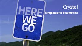  Presentation with beach - Amazing slide deck having new innovation tourism - here we go sign backdrop and a teal colored foreground