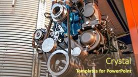  Presentation with combustion engine - Cool new PPT theme with new internal combustion engine backdrop and a tawny brown colored foreground
