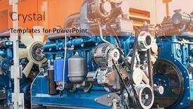  Presentation with combustion engine - Presentation theme consisting of new internal combustion engine background and a coral colored foreground