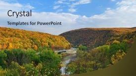  Presentation with mountain water - Audience pleasing PPT theme consisting of new jersey - delaware water gap panorama backdrop and a light blue colored foreground