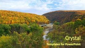  Presentation with mountain water - Colorful presentation design enhanced with new jersey - delaware water gap panorama backdrop and a tawny brown colored foreground