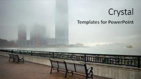  Presentation with new york city - PPT theme featuring new jersey and new york city in a foggy day viewed from park background and a sky blue colored foreground