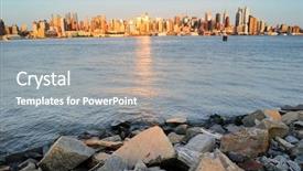  Presentation with new york city subway station - Colorful slides enhanced with new jersey hudson river shore backdrop and a gray colored foreground