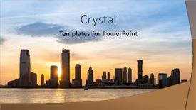  Presentation with skyline - PPT theme featuring new-jersey-skyline-building-silhouette background and a light blue colored foreground