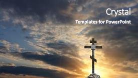  Presentation with jerusalem - Slides with new jerusalem - cross on dramatic sky sunset background and a dark gray colored foreground