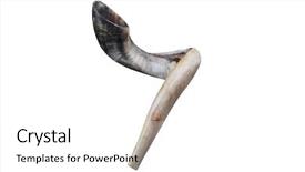  Presentation with jewish - Beautiful theme featuring new jerusalem - jewish small horn shofar isolated backdrop and a white colored foreground