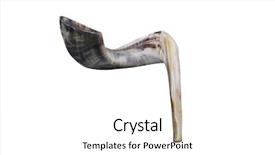  Presentation with jewish - Slide set consisting of new jerusalem - jewish small horn shofar isolated background and a  colored foreground