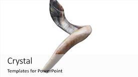  Presentation with jewish - Presentation theme enhanced with new jerusalem - jewish small horn shofar isolated background and a  colored foreground