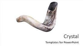  Presentation with jewish - Presentation theme featuring new jerusalem - jewish small horn shofar isolated background and a white colored foreground
