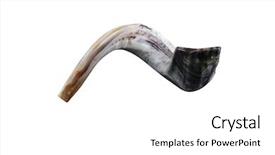  Presentation with jewish - Slide deck having new jerusalem - jewish small horn shofar isolated background and a  colored foreground