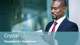  Presentation with newspaper - Amazing theme having new job - businessman reading a newspaper backdrop and a teal colored foreground