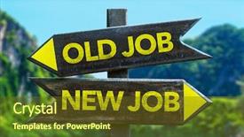  Presentation with job opportunity - Presentation theme consisting of new job - old job crossroad background and a tawny brown colored foreground