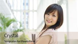  Presentation with diary - Beautiful PPT layouts featuring new job - smiling outdoor young executive backdrop and a coral colored foreground