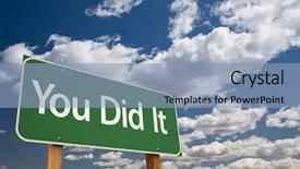  Presentation with rainbow over road - Theme featuring new job - you did it green road background and a light blue colored foreground