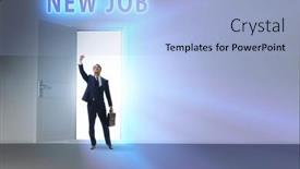 Presentation with open door - Presentation theme consisting of new-job-concept-with-open background and a light blue colored foreground