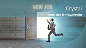  Presentation with open door - Theme having new-job-concept-with-open background and a teal colored foreground