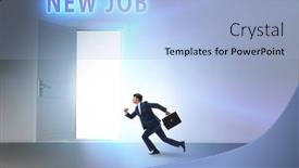  Presentation with open door - Presentation theme enhanced with new-job-concept-with-open background and a light blue colored foreground