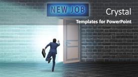  Presentation with open door - Slide deck featuring new-job-concept-with-open background and a dark gray colored foreground