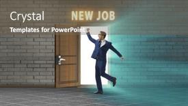  Presentation with open door - Slides consisting of new-job-concept-with-open background and a violet colored foreground