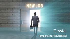  Presentation with open door - PPT layouts having new-job-concept-with-open background and a teal colored foreground