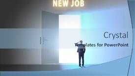  Presentation with open door - Presentation theme with new-job-concept-with-open background and a light blue colored foreground