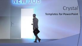 Presentation with open door - Presentation theme enhanced with new-job-concept-with-open background and a light blue colored foreground